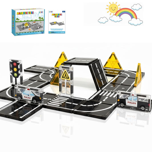 Magnetic Tiles Road Expansion Set, STEM Magnetic Building Blocks for Kids Ages 3-5 4-8 5-7, STEM Learning Toys, Safe & Durable Creative Construction Play, Gift for Boys & Girl