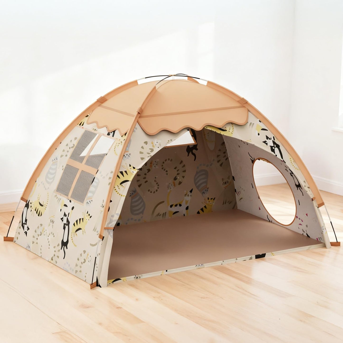 Kids Play Tent, Indoor Cat Theme Teepee House, Extra Large 70" x 45" x 43" Portable Foldable Playhouse,Kids Toys Playhouse for Boys & Girls, Gift for Birthday Christmas