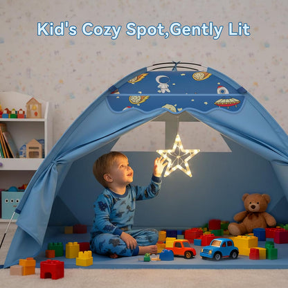 Kids Play Tent, Space Theme Indoor Tent with Tunnel Port, Foldable Playhouse for Boys and Girls, Ideal House for Imaginative Play,Perfect Kid’s Gift- 70" x 45" x 43"